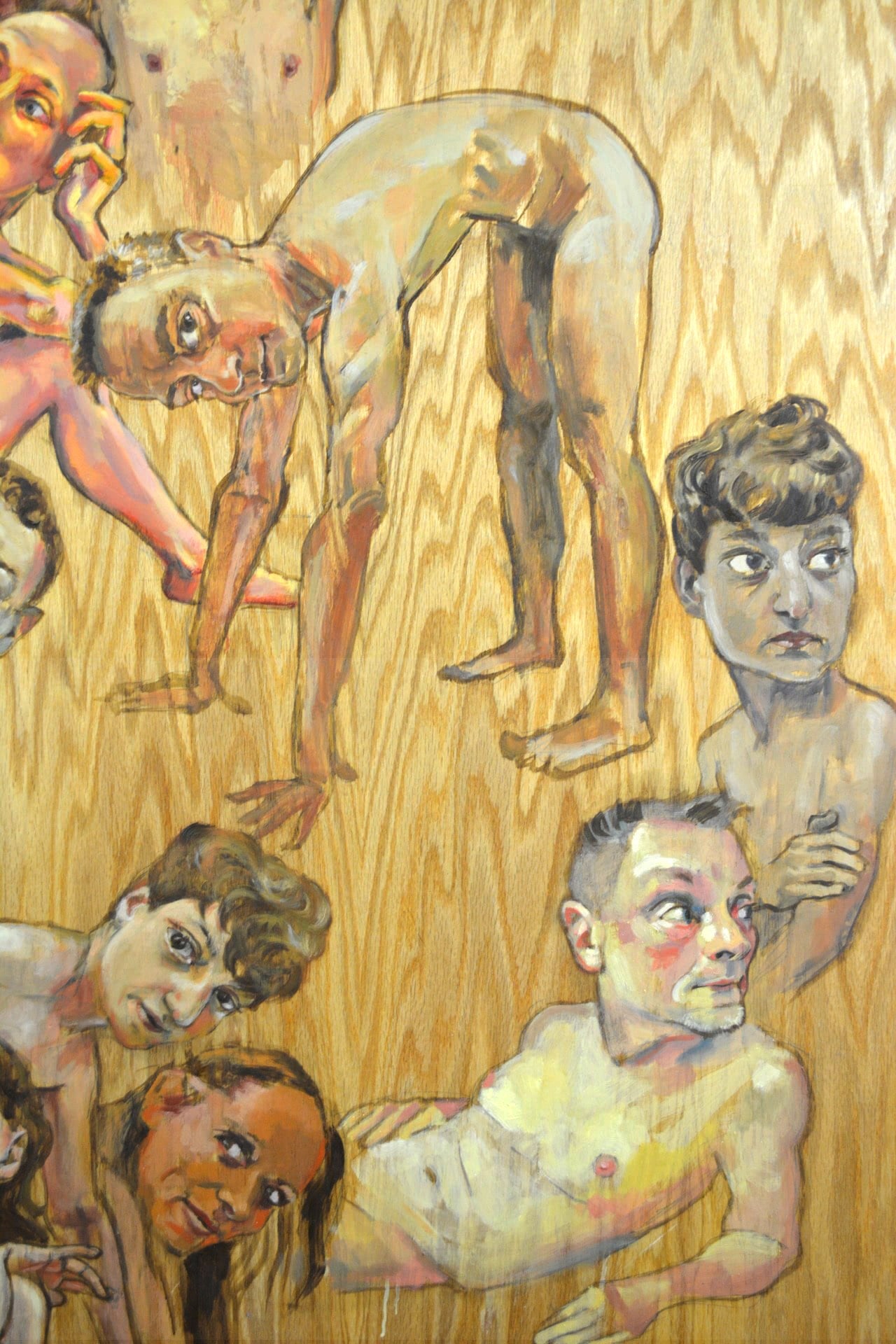 detail of "Seventeen Figures", oil on wood panel, 48" x 66", 2010.